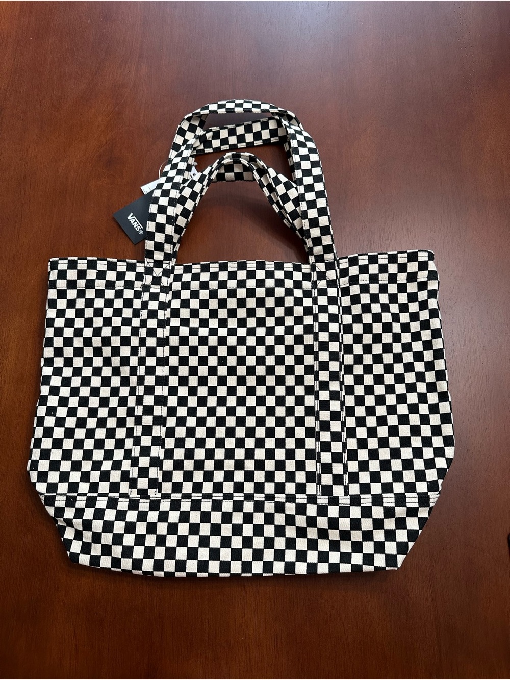Vans Checkered Zip Tote Bag with Dual Top Handles - Picture 6 of 8